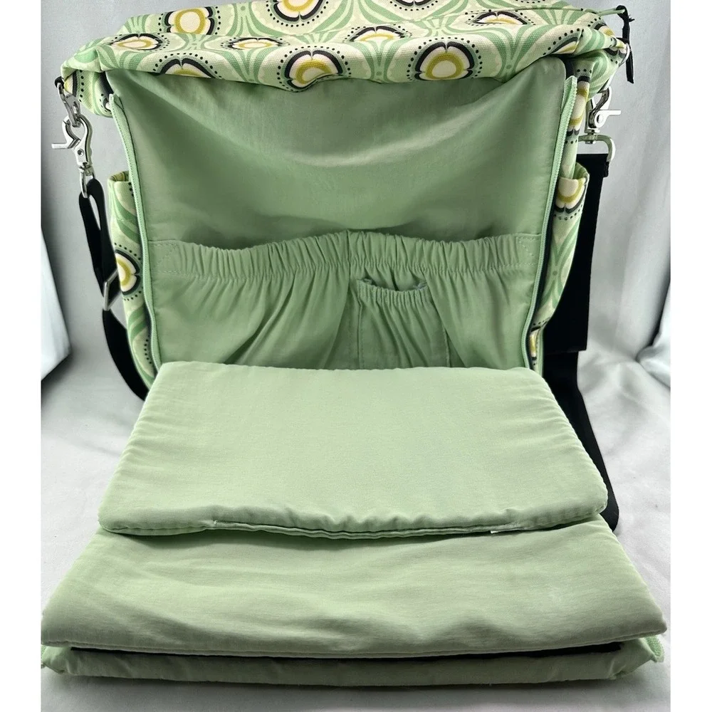 PETUNIA PICKLE‎ BOTTOM Boxy Backpack DIAPER BAG Changing Pad Aqua Floral